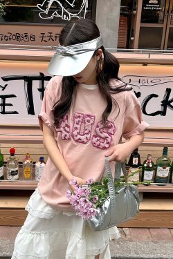 Loose Plush Round Neck Short Sleeve T-shirt for Couples - 2025 Spring/Summer National Trend, Versatile Casual Fashion