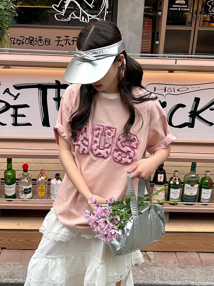 Loose Plush Round Neck Short Sleeve T-shirt for Couples - 2025 Spring/Summer National Trend, Versatile Casual Fashion Loose Plush Round Neck Short Sleeve T-shirt for Couples - 2025 Spring/Summer National Trend, Versatile Casual Fashion