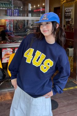 Loose Round Neck Polka Dot Print Pullover Sweatshirt - Spring Autumn Couple Style, National Trend, Casual Fashion Top