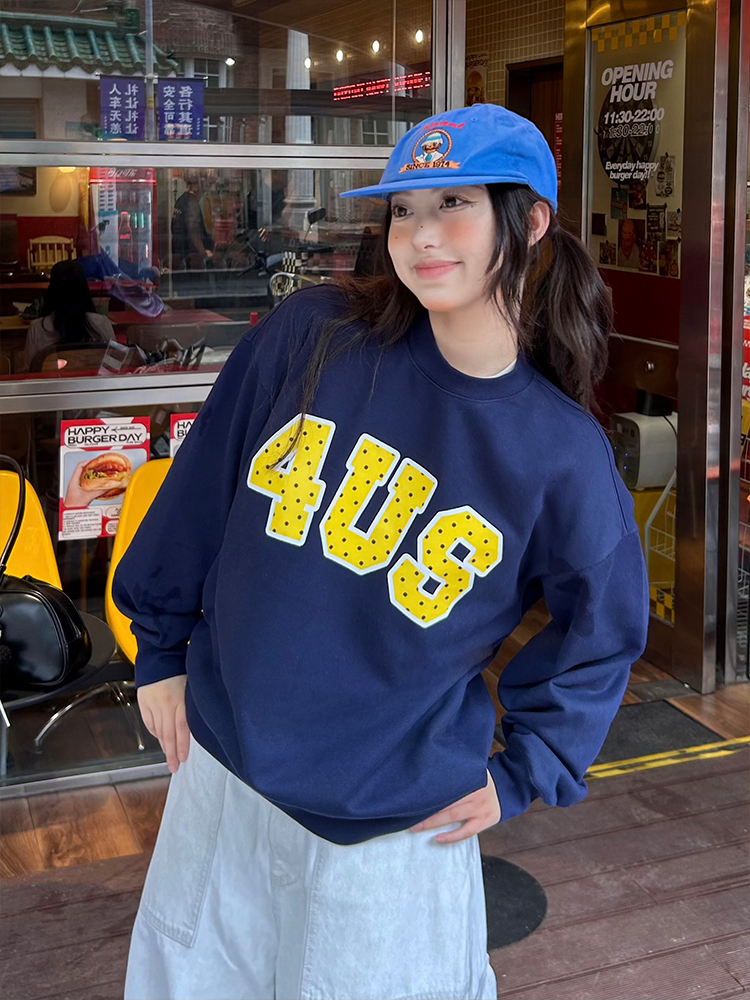 Loose Round Neck Polka Dot Print Pullover Sweatshirt - Spring Autumn Couple Style, National Trend, Casual Fashion Top Loose Round Neck Polka Dot Print Pullover Sweatshirt - Spring Autumn Couple Style, National Trend, Casual Fashion Top