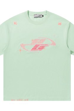 Loose Round Neck Short Sleeve T-Shirt with Patch Star Embroidery in Little Chanel Style for Men and Women, Y2K Fashion