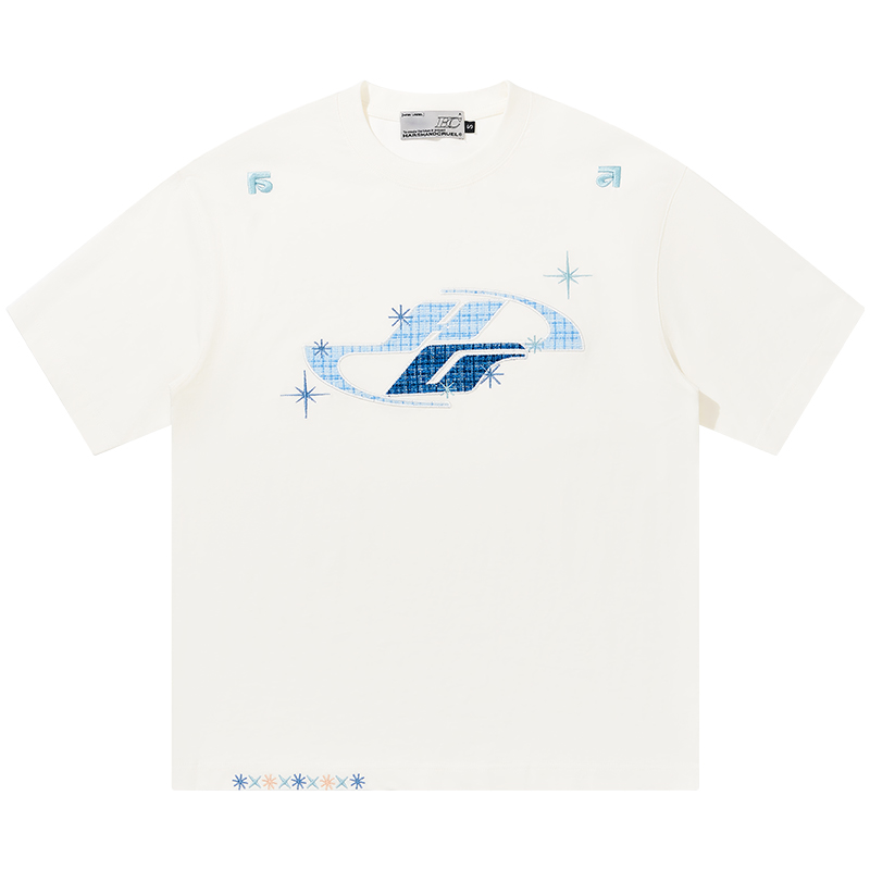 Loose Round Neck Short Sleeve T-Shirt with Patch Star Embroidery in Little Chanel Style for Men and Women, Y2K Fashion Loose Round Neck Short Sleeve T-Shirt with Patch Star Embroidery in Little Chanel Style for Men and Women, Y2K Fashion