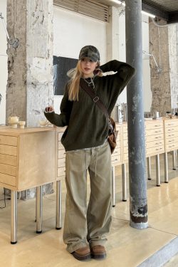 Loose Straight Leg Embroidered Waist Belt Rope Work Pants for Men and Women - Retro Street Style Wide Leg Trousers