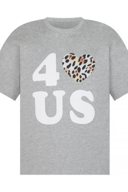 Loose Unisex Short Sleeve T-Shirt with Embroidered Heart - Summer Plaid Design, Trendy Casual Wear for Couples