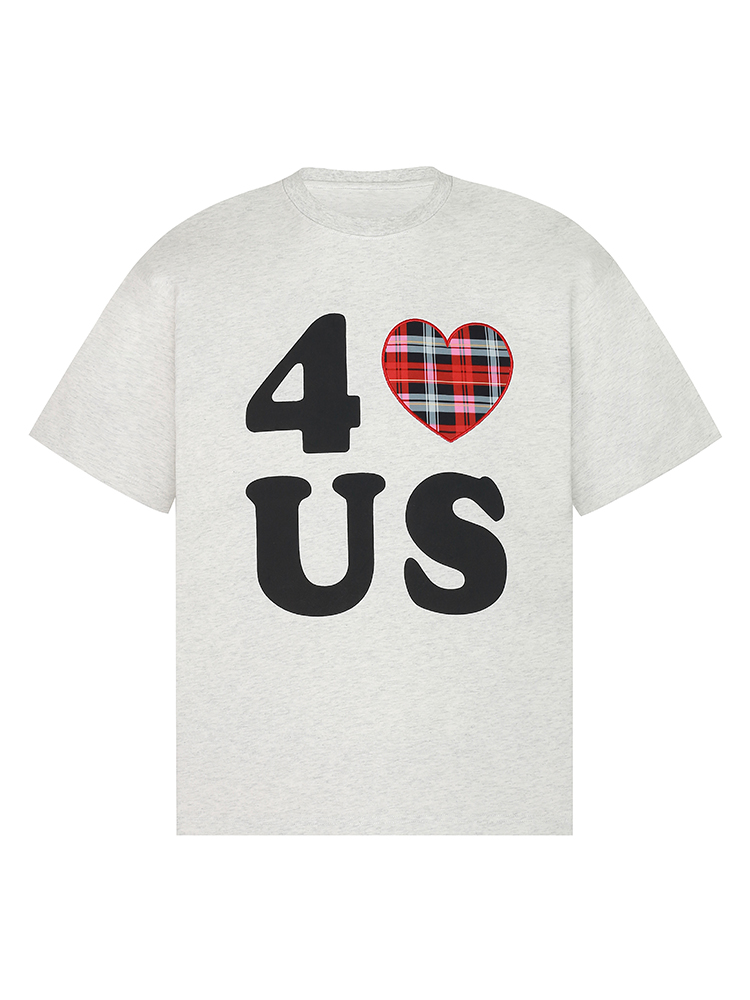 Loose Unisex Short Sleeve T-Shirt with Embroidered Heart - Summer Plaid Design, Trendy Casual Wear for Couples Loose Unisex Short Sleeve T-Shirt with Embroidered Heart - Summer Plaid Design, Trendy Casual Wear for Couples