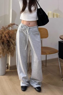 Low-Waist Drawstring Casual Wide-Leg Floor-Length Pants for Women - Versatile Lazy Style 2025 Trendy Fashion
