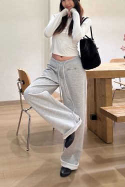 Low-Waist Drawstring Casual Wide-Leg Floor-Length Pants for Women - Versatile Lazy Style 2025 Trendy Fashion