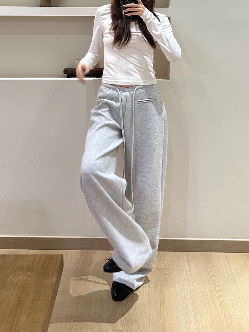 Low-Waist Drawstring Casual Wide-Leg Floor-Length Pants for Women - Versatile Lazy Style 2025 Trendy Fashion Low-Waist Drawstring Casual Wide-Leg Floor-Length Pants for Women - Versatile Lazy Style 2025 Trendy Fashion