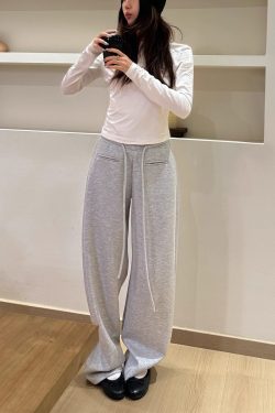 Low-Waist Drawstring Casual Wide-Leg Floor-Length Pants for Women - Versatile Lazy Style 2025 Trendy Fashion