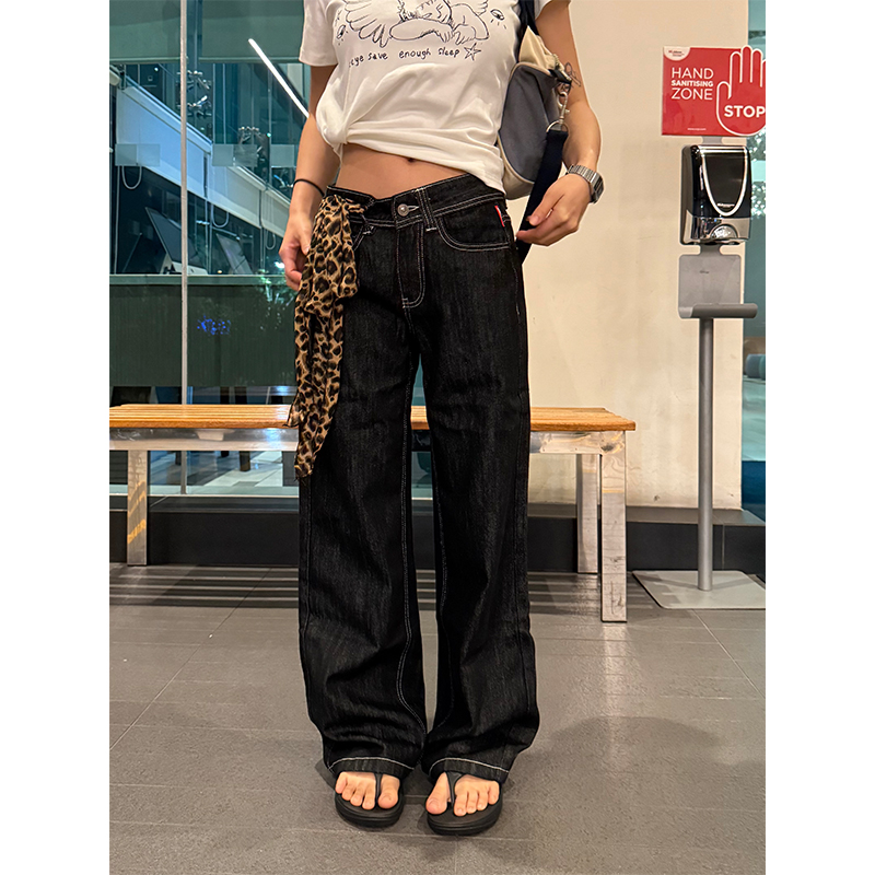 Low-Waist Straight-Leg Wide-Leg Jeans for Women - Trendy Casual High Street Design, Slimming Long Pants for Effortless Style Low-Waist Straight-Leg Wide-Leg Jeans for Women - Trendy Casual High Street Design, Slimming Long Pants for Effortless Style