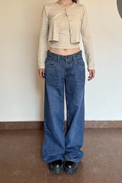 Low-Waist Wide-Leg Jeans for Women - Loose Slimming Straight-Leg Floor-Length Pants, Trendy for All Seasons