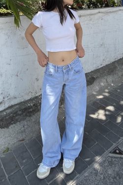 Low-Waist Wide-Leg Jeans for Women - Loose Slimming Straight-Leg Floor-Length Pants, Trendy for All Seasons