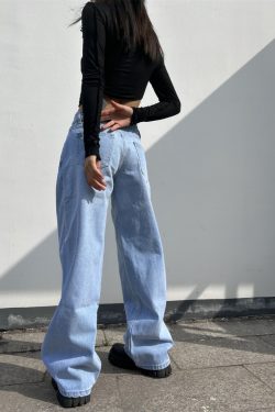 Low-Waist Wide-Leg Jeans for Women - Loose Slimming Straight-Leg Floor-Length Pants, Trendy for All Seasons