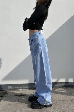 Low-Waist Wide-Leg Jeans for Women - Loose Slimming Straight-Leg Floor-Length Pants, Trendy for All Seasons