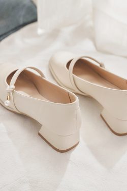 Mary Jane Women's Sheepskin Flat Shoes - Gentle Spring Autumn Style Fairy Shoes for Skirts, Vintage-Inspired Footwear