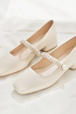 Mary Jane Women's Sheepskin Flat Shoes - Gentle Spring Autumn Style Fairy Shoes for Skirts, Vintage-Inspired Footwear