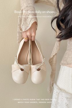 Mary Jane Women's Sheepskin Flat Shoes - Gentle Spring Autumn Style Fairy Shoes for Skirts, Vintage-Inspired Footwear