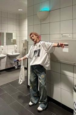 Men's American Retro Graffiti Printed Mesh Short-Sleeve T-Shirt - Summer Loose Half-Sleeve Jersey, Urban Style