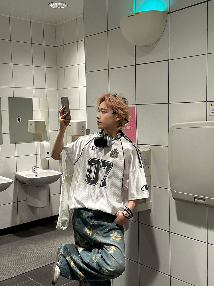 Men's American Retro Graffiti Printed Mesh Short-Sleeve T-Shirt - Summer Loose Half-Sleeve Jersey, Urban Style Men's American Retro Graffiti Printed Mesh Short-Sleeve T-Shirt - Summer Loose Half-Sleeve Jersey, Urban Style