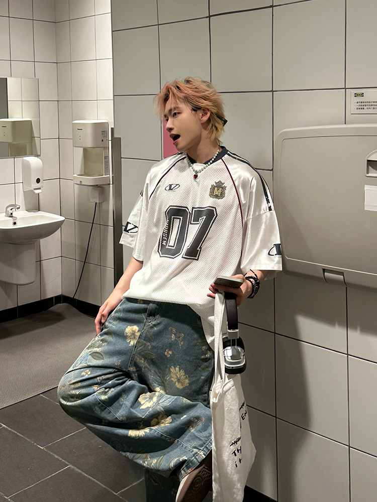 Men's American Retro Graffiti Printed Mesh Short-Sleeve T-Shirt - Summer Loose Half-Sleeve Jersey, Urban Style Men's American Retro Graffiti Printed Mesh Short-Sleeve T-Shirt - Summer Loose Half-Sleeve Jersey, Urban Style