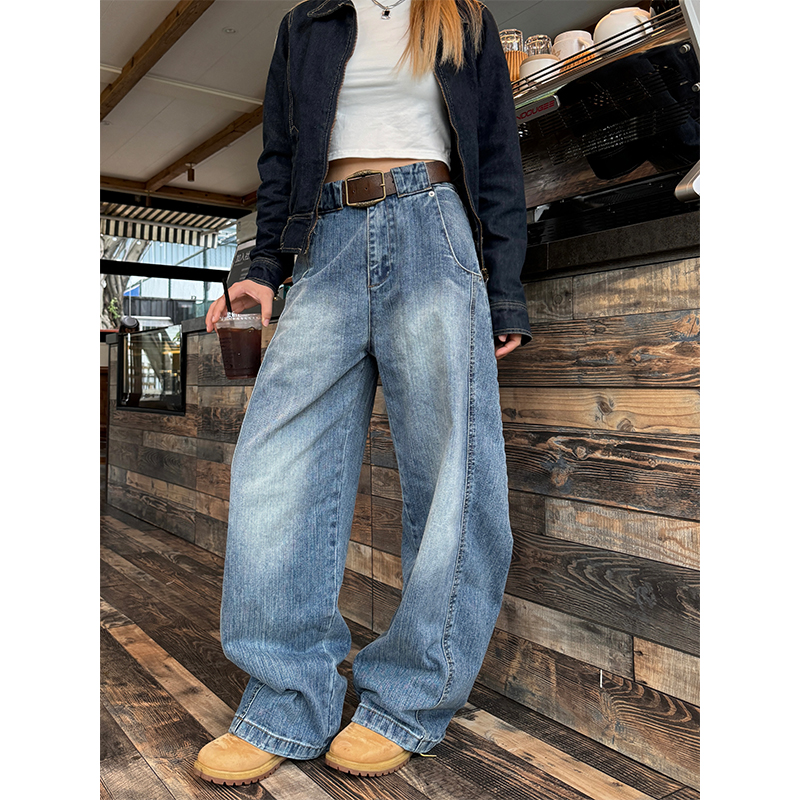 Men's and Women's American Retro Wide-Leg Jeans with Embroidered Design - Casual Loose Fit Long Pants Men's and Women's American Retro Wide-Leg Jeans with Embroidered Design - Casual Loose Fit Long Pants