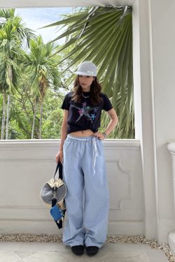 Men's Casual Straight-Leg Pants - Elastic Waist, Loose Fit, Summer Streetwear Sweatpants, American Style, Original Star Design