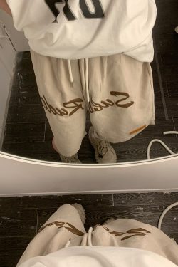 Men's Trendy Loose Casual Sports Shorts with Letter Print, Elastic Waist, Five-Point Design for Street Hip-Hop Style