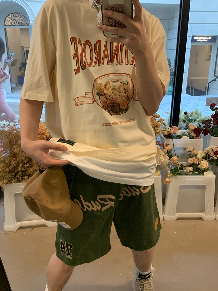 Men's Trendy Loose Casual Sports Shorts with Letter Print, Elastic Waist, Five-Point Design for Street Hip-Hop Style Men's Trendy Loose Casual Sports Shorts with Letter Print, Elastic Waist, Five-Point Design for Street Hip-Hop Style