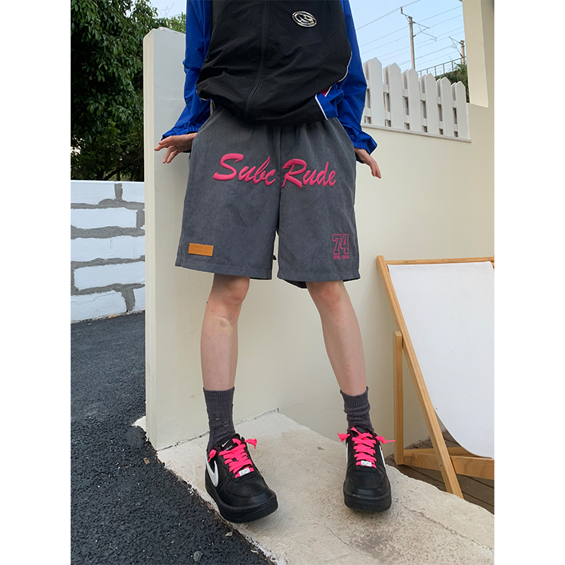 Men's Trendy Loose Casual Sports Shorts with Letter Print, Elastic Waist, Five-Point Design for Street Hip-Hop Style Men's Trendy Loose Casual Sports Shorts with Letter Print, Elastic Waist, Five-Point Design for Street Hip-Hop Style