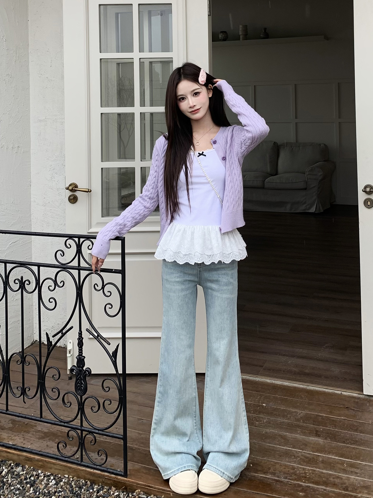 Mid-Waist Flared Jeans for Women - American Style Non-Stick Leg Slimming Pants - Versatile 2025 Spring Fashion Mid-Waist Flared Jeans for Women - American Style Non-Stick Leg Slimming Pants - Versatile 2025 Spring Fashion