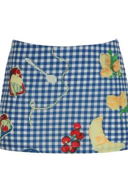 Midsummer Floral Oil Painting Frilled Bodycon Midi Skirt - Women’s Low Waist Vacation Skirt in Dopamine Colors