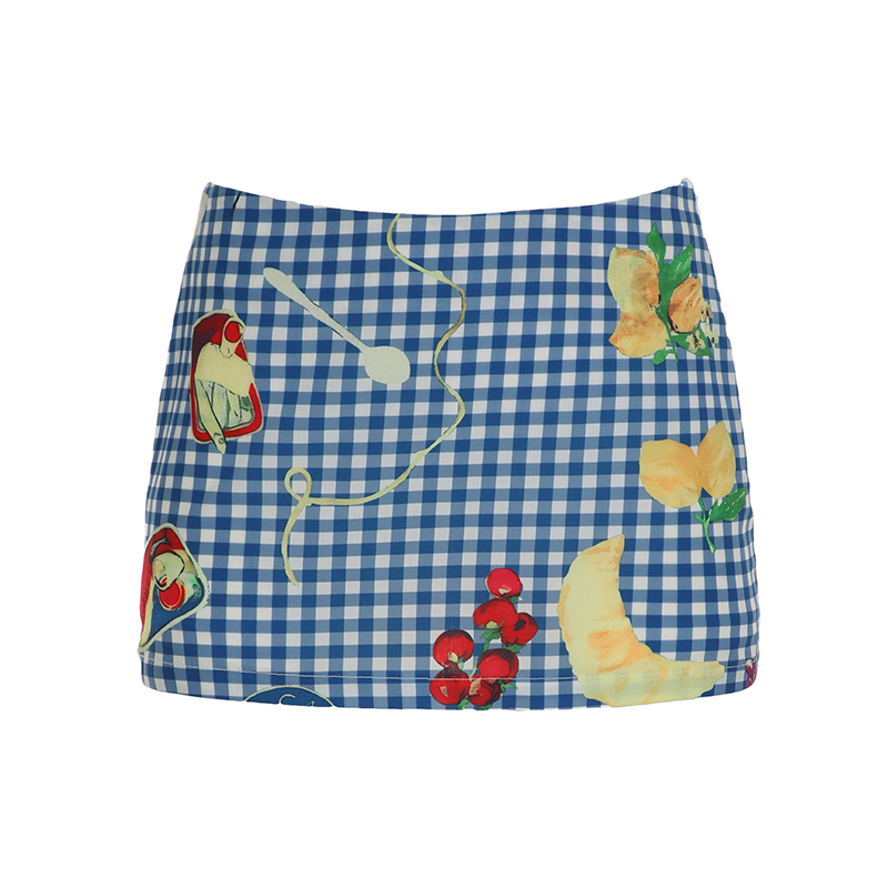 Midsummer Floral Oil Painting Frilled Bodycon Midi Skirt - Women’s Low Waist Vacation Skirt in Dopamine Colors Midsummer Floral Oil Painting Frilled Bodycon Midi Skirt - Women’s Low Waist Vacation Skirt in Dopamine Colors