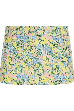 Midsummer Floral Oil Painting Frilled Bodycon Midi Skirt - Women’s Low Waist Vacation Skirt in Dopamine Colors