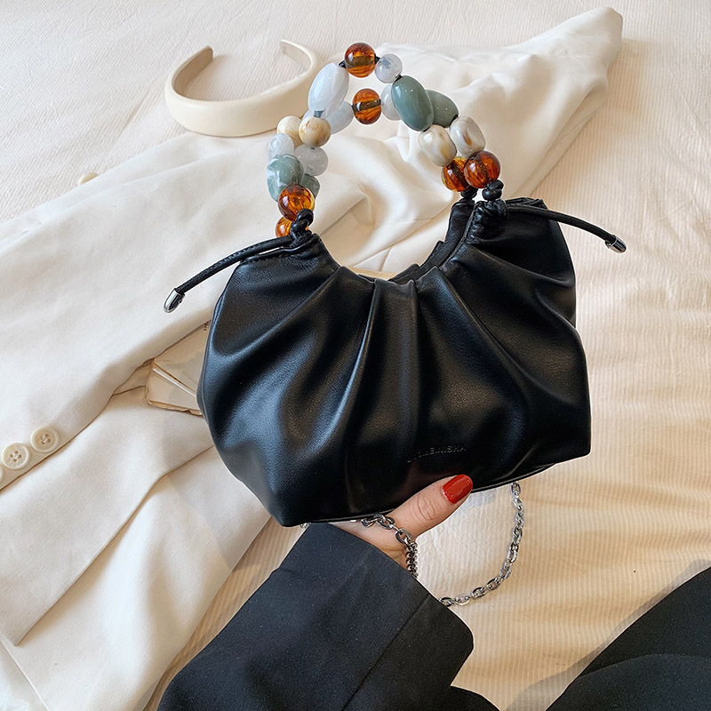 Minimalist Beaded Handbag for Women - Textured Wrinkled Crossbody Bag, Summer 2025 Fashion Essential Minimalist Beaded Handbag for Women - Textured Wrinkled Crossbody Bag, Summer 2025 Fashion Essential