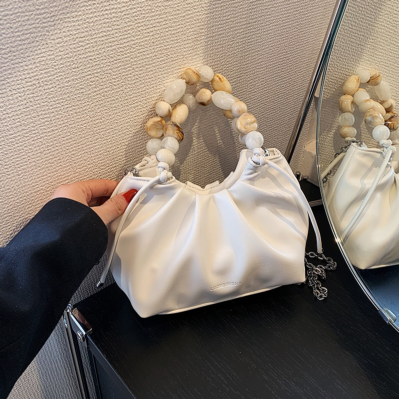 Minimalist Beaded Handbag for Women - Textured Wrinkled Crossbody Bag, Summer 2025 Fashion Essential Minimalist Beaded Handbag for Women - Textured Wrinkled Crossbody Bag, Summer 2025 Fashion Essential