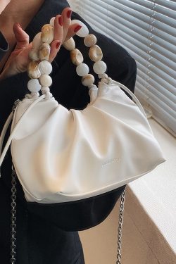 Minimalist Beaded Handbag for Women - Textured Wrinkled Crossbody Bag, Summer 2025 Fashion Essential