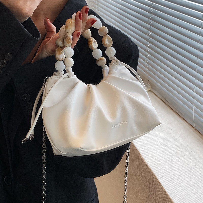 Minimalist Beaded Handbag for Women - Textured Wrinkled Crossbody Bag, Summer 2025 Fashion Essential Minimalist Beaded Handbag for Women - Textured Wrinkled Crossbody Bag, Summer 2025 Fashion Essential
