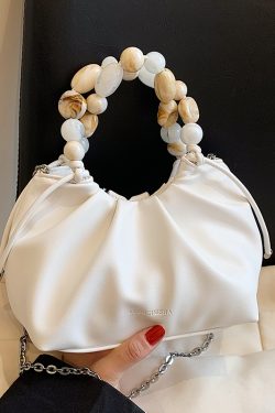 Minimalist Beaded Handbag for Women - Textured Wrinkled Crossbody Bag, Summer 2025 Fashion Essential