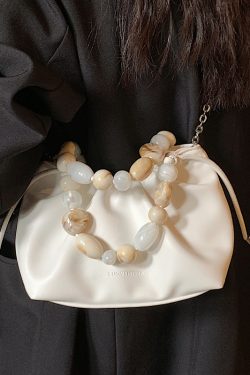 Minimalist Beaded Handbag for Women - Textured Wrinkled Crossbody Bag, Summer 2025 Fashion Essential