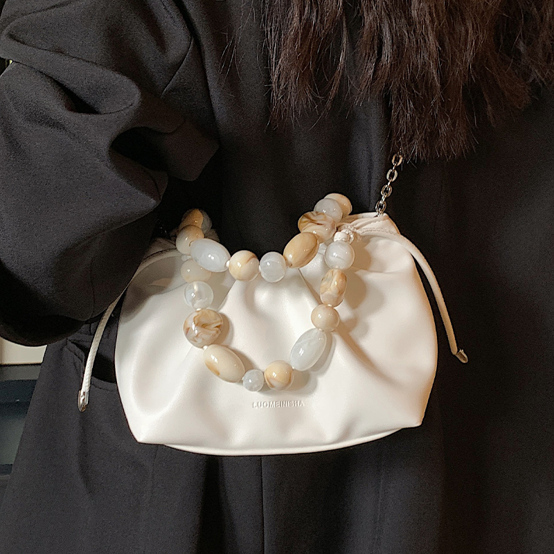 Minimalist Beaded Handbag for Women - Textured Wrinkled Crossbody Bag, Summer 2025 Fashion Essential Minimalist Beaded Handbag for Women - Textured Wrinkled Crossbody Bag, Summer 2025 Fashion Essential