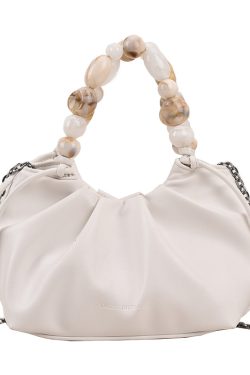 Minimalist Beaded Handbag for Women - Textured Wrinkled Crossbody Bag, Summer 2025 Fashion Essential