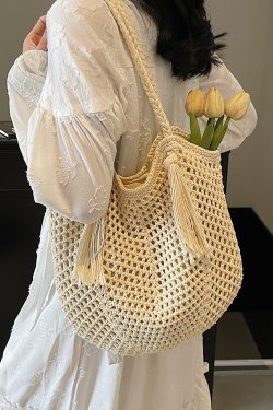 Minimalist Hollow Large-Capacity Tote Bag - Fashionable Summer Beach Vacation Bag 2025