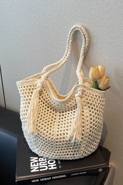 Minimalist Hollow Large-Capacity Tote Bag - Fashionable Summer Beach Vacation Bag 2025