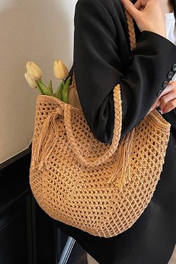 Minimalist Hollow Large-Capacity Tote Bag - Fashionable Summer Beach Vacation Bag 2025