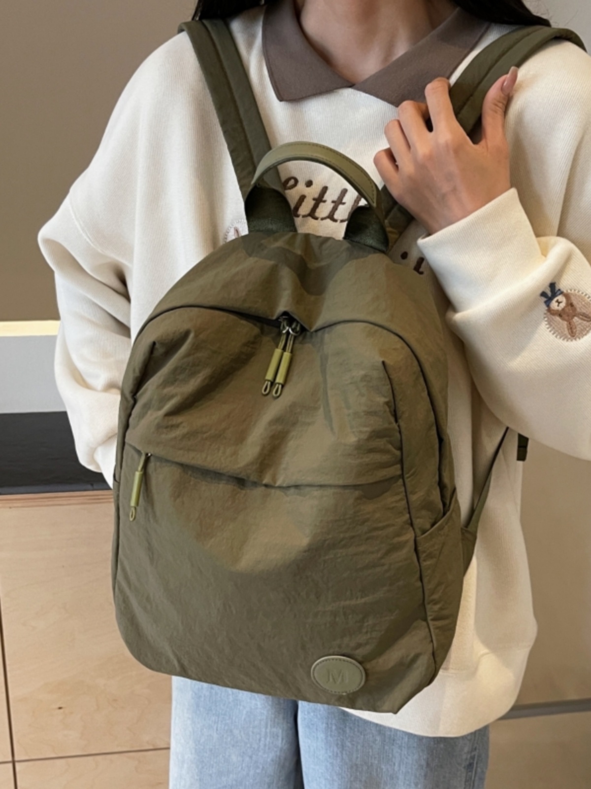 Minimalist Korean-Style Women's Backpack 2025 - Ultra-Light Nylon Fabric Student Book Bag for Travel & Daily Use Minimalist Korean-Style Women's Backpack 2025 - Ultra-Light Nylon Fabric Student Book Bag for Travel & Daily Use