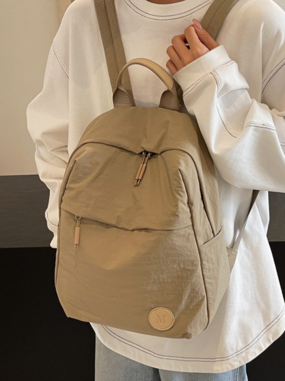 Minimalist Korean-Style Women's Backpack 2025 - Ultra-Light Nylon Fabric Student Book Bag for Travel & Daily Use Minimalist Korean-Style Women's Backpack 2025 - Ultra-Light Nylon Fabric Student Book Bag for Travel & Daily Use