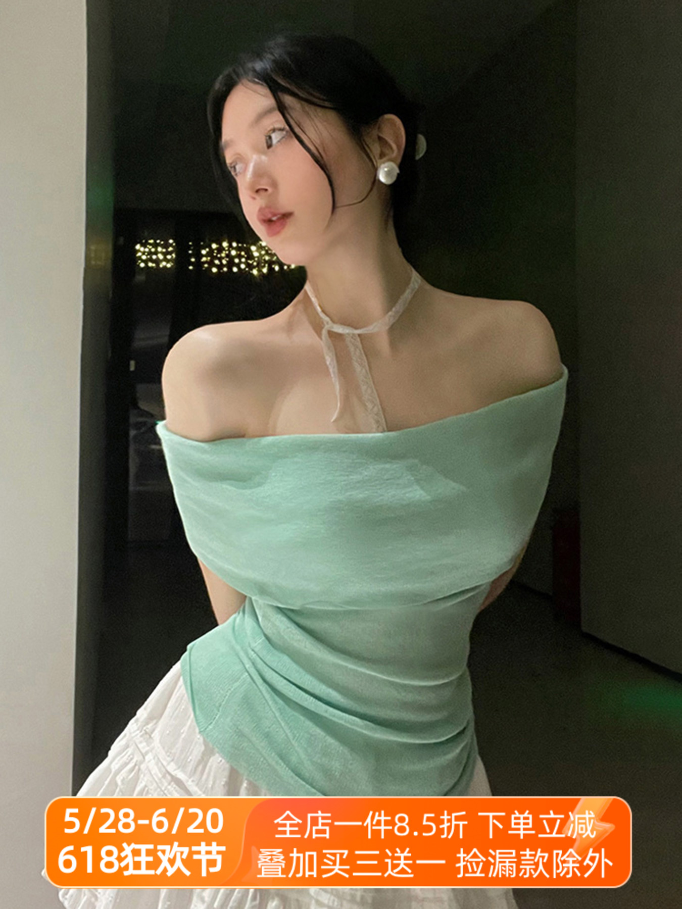 Minimalist One-Shoulder Top for Women, Slimming Pleated Short Sleeve, Fresh Solid Color Mesh T-Shirt, Y2K Fashion Style Minimalist One-Shoulder Top for Women, Slimming Pleated Short Sleeve, Fresh Solid Color Mesh T-Shirt, Y2K Fashion Style