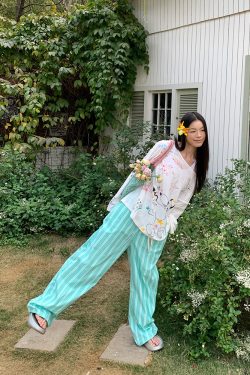 Minimalist Striped Drawstring Wide-Leg Pants for Men and Women, Loose Fit, Versatile and Slimming, Casual 90s Style Trousers