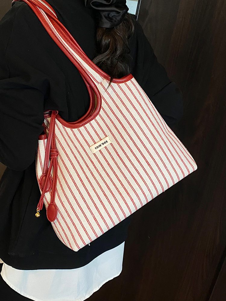 Minimalist Striped One-Shoulder Tote Bag for Women - Large Capacity College Style Summer 2025 Bag Minimalist Striped One-Shoulder Tote Bag for Women - Large Capacity College Style Summer 2025 Bag