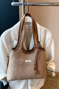 Minimalist Striped One-Shoulder Tote Bag for Women - Large Capacity College Style Summer 2025 Bag